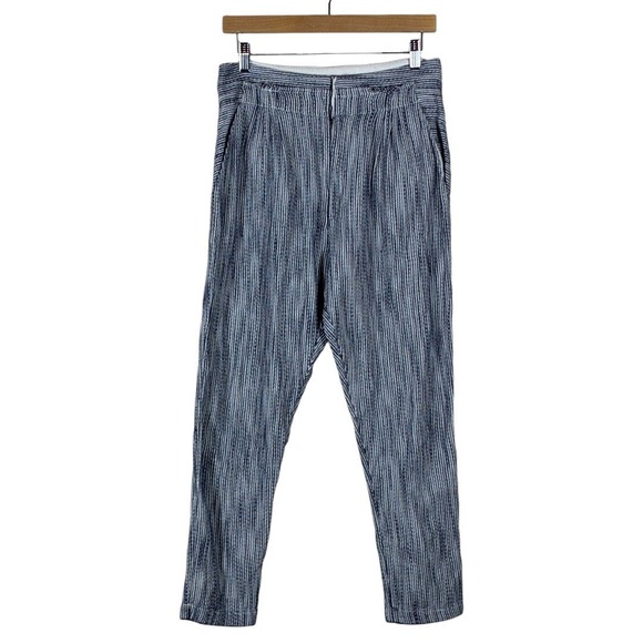 Free People Pants - Free People High Rise Vertical Stripe Tapered Leg Cotton Pants Blue White Size 6